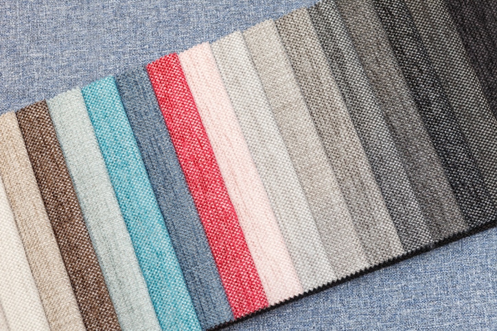 Multi colored samples of upholstery fabric