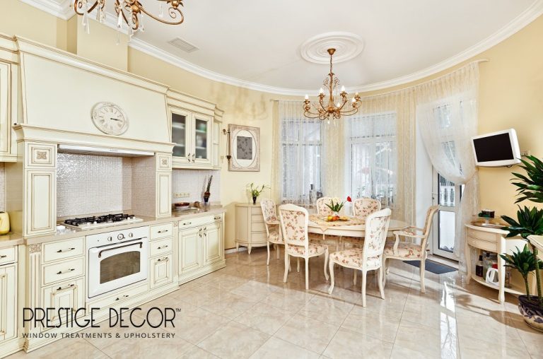Classical Kitchen With Custom Window Covering