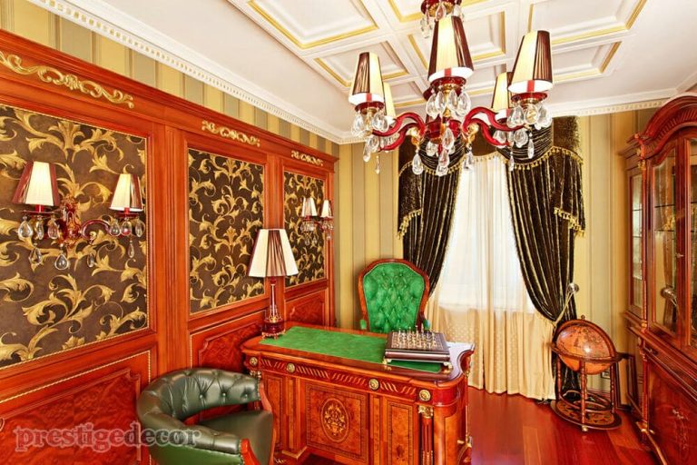 classical interior working space curtains