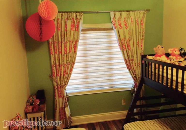 colourful curtains with blinds l