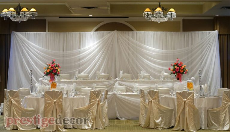 wedding head table curtains